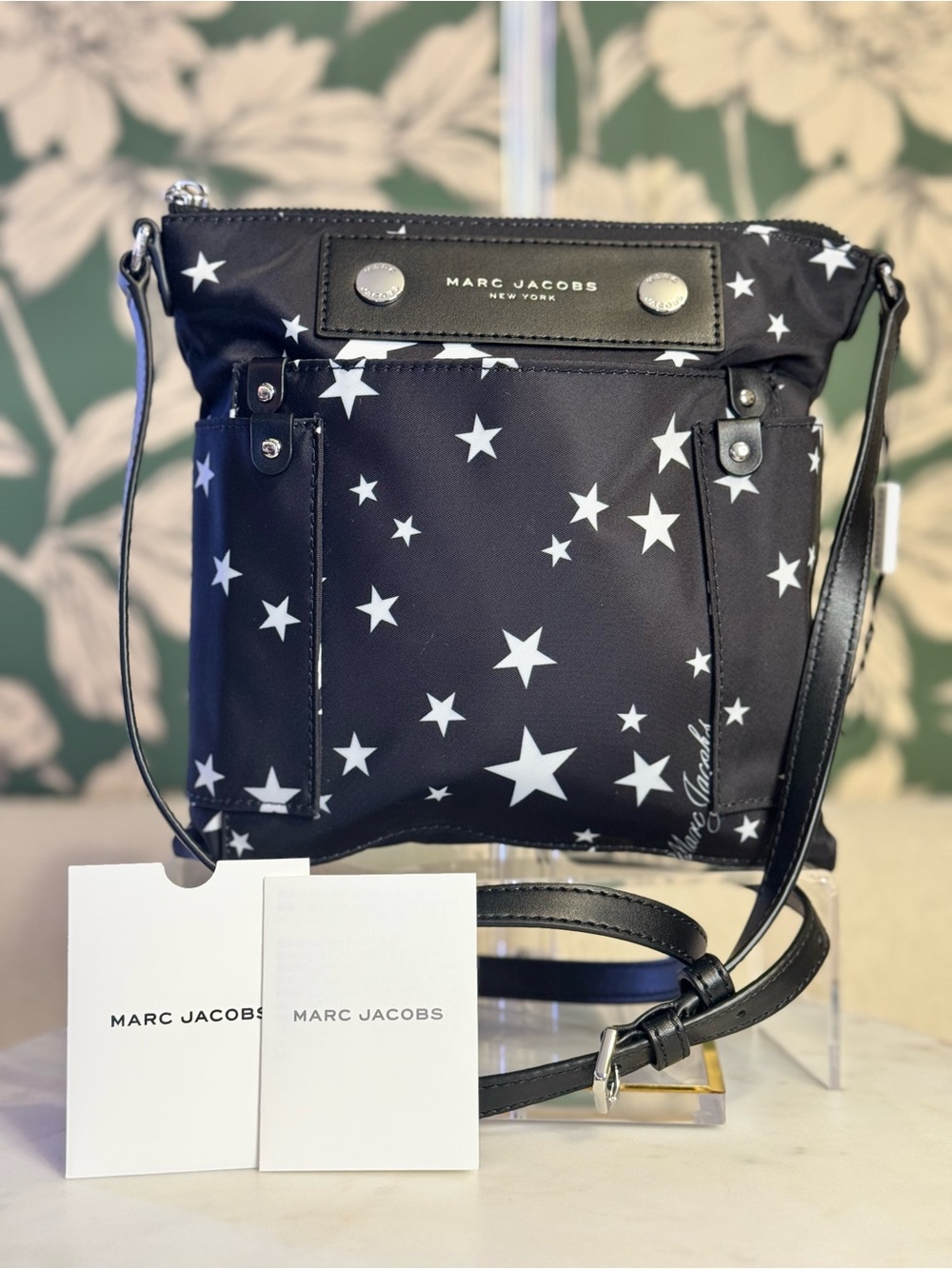 Marc Jacobs Black Nylon Star-Print Crossbody Bag NWT